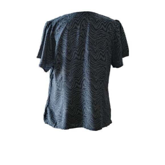 GoodThreads Fluid Twill Marble Navy Wave Covered-Button Short-Sleeve Shirt Sz L - Picture 2 of 5